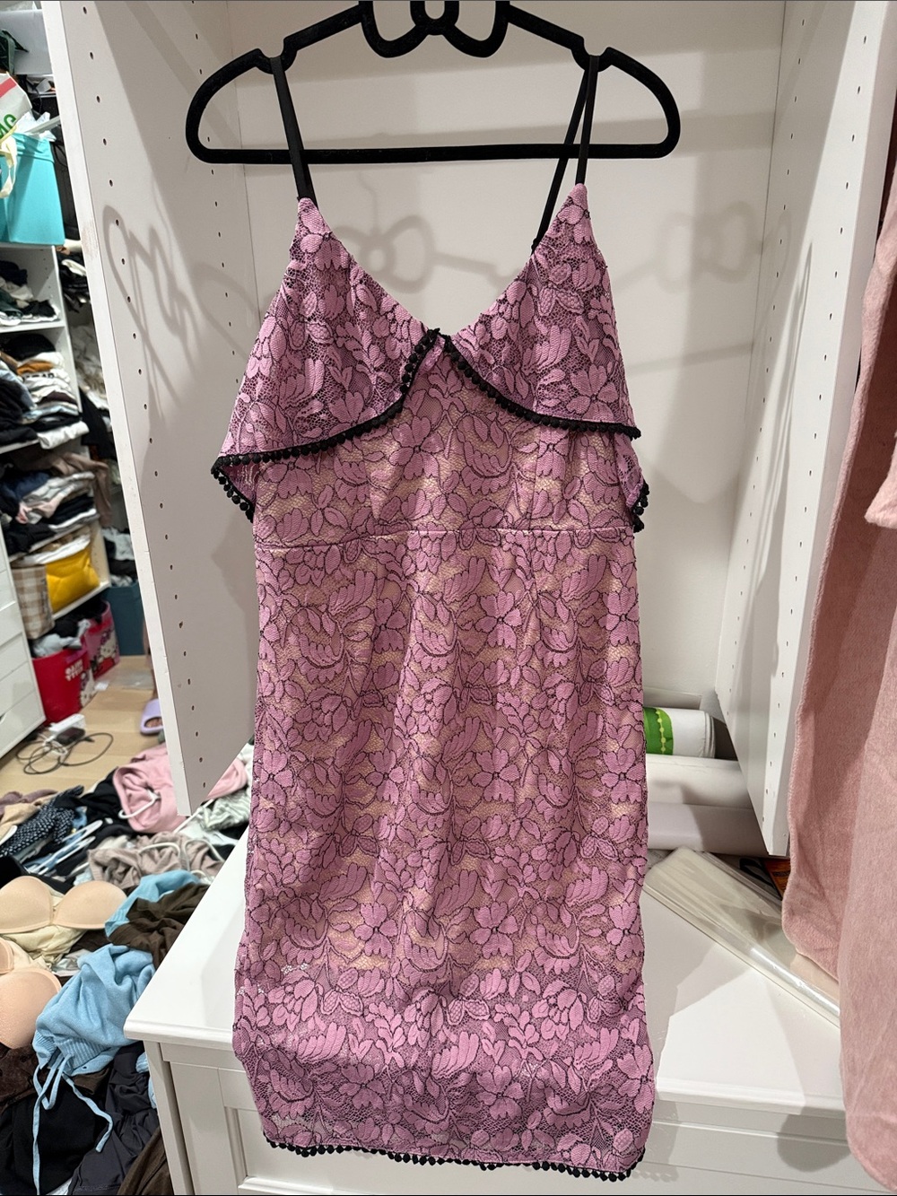 triangl swimwear Pink Lace Slip with Black Trim
